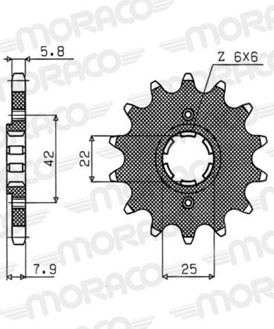 Pignon sortie de boîte  Pas 520 - 16 dents - Acier - PA50016 - Supersprox