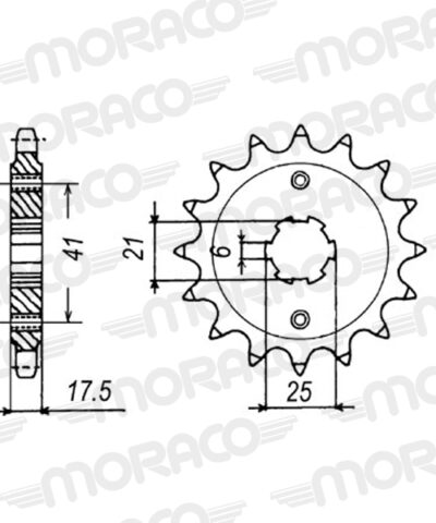 Pignon sortie de boîte  Pas 525 - 14 dents - Acier - PA51314 - Supersprox