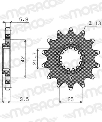 Pignon sortie de boîte  Pas 520 - 13 dents - Acier - PE50213 - Supersprox