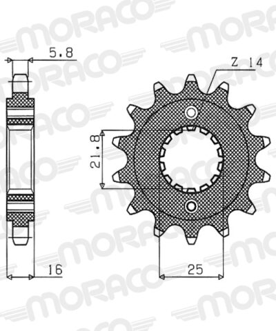 Pignon sortie de boîte  Pas 520 - 14 dents - Acier - PN61214 - Supersprox