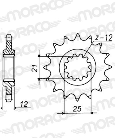 Pignon sortie de boîte  Pas 520 - 16 dents - Acier - PQ30216 - Supersprox