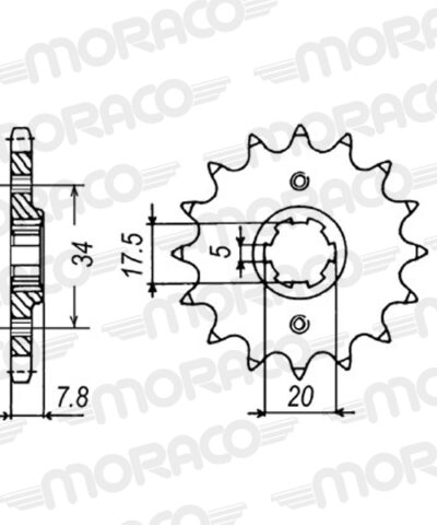 Pignon sortie de boîte  Pas 520 - 16 dents - Acier - PT31516 - Supersprox