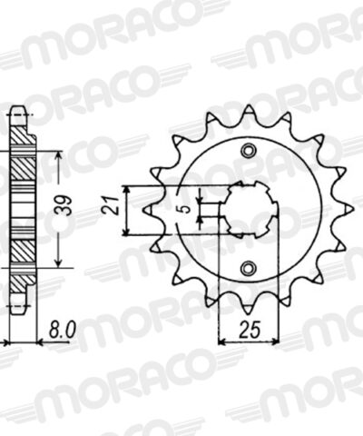 Pignon sortie de boîte  Pas 520 - 15 dents - Acier - PT31615 - Supersprox