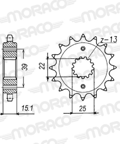 Pignon sortie de boîte  Pas 520 - 15 dents - Acier - PT31715 - Supersprox