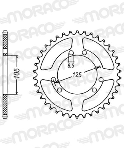 Couronne acier Pas 428 - 52 dents - Supersprox (CX13052)