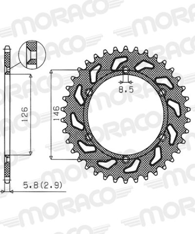 Couronne aluminium Pas 520 - 46 dents - Supersprox (AF20346)