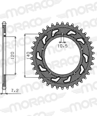 Couronne aluminium Pas 525 - 44 dents - Supersprox (AF60444)