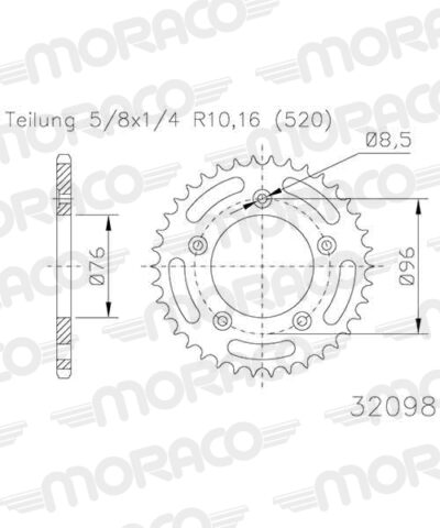 Couronne acier 38 dents - Supersprox (CK20538)