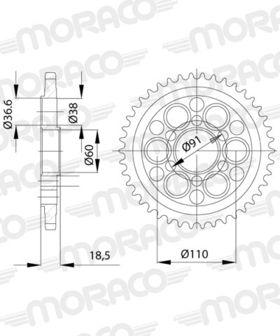Couronne acier Pas 525 - 41 dents - Supersprox (CL80141)
