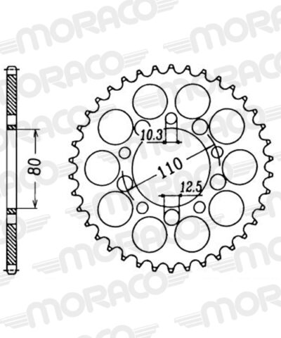Couronne acier Pas 530 - 36 dents Honda CB450 Nighthawk G PC05 (CA40536) - Supersprox