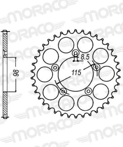 Couronne aluminium Pas 420 - 48 dents KTM SX65 (AP10148) - Supersprox
