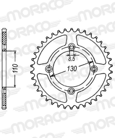 Couronne aluminium Pas 428 - 54 dents - Supersprox