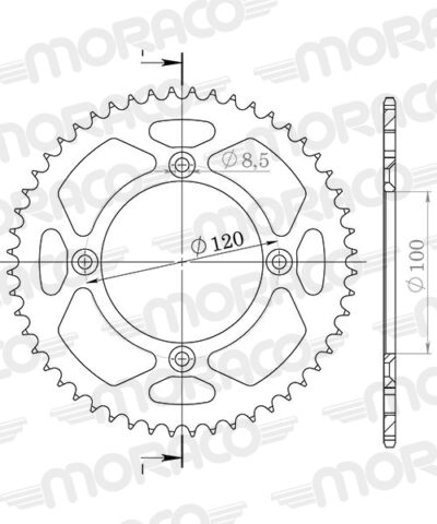 Couronne Stealth 44 dents - Noir - Supersprox (CE104SN44)