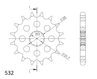 Pignon sortie de boîte  Pas 532 - 14 dents - Acier - PC80014 - Supersprox