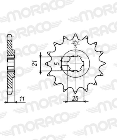 Pignon sortie de boîte  Pas 530 - 14 dents - Acier - PE40014 - Supersprox
