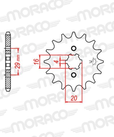 Pignon sortie de boîte  Pas 520 - 14 dents - Acier - PK20014 - Supersprox