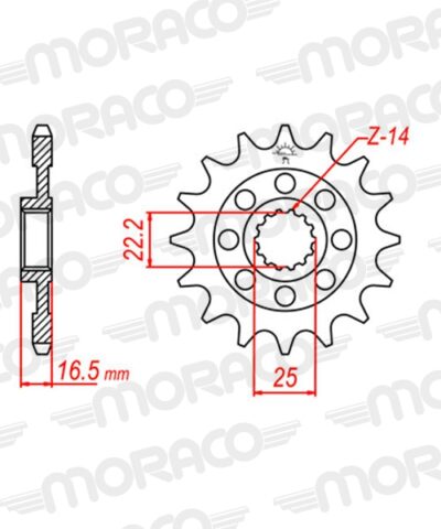 Pignon sortie de boîte  Pas 525 - 14 dents - Acier - PN61614 - Supersprox