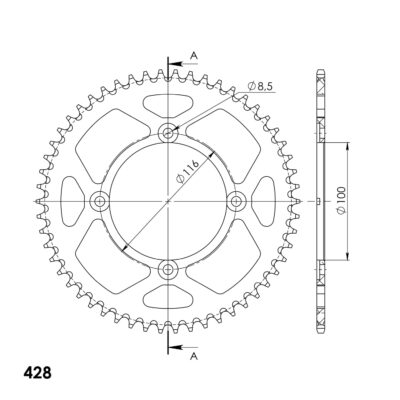 Couronne aluminium 53 dents - Supersprox (AH105X53)