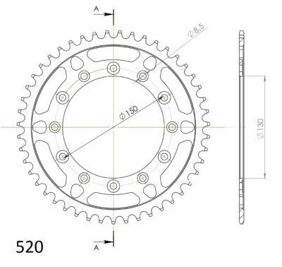 Couronne acier Pas 520 - 46 dents - Supersprox (CA30446)
