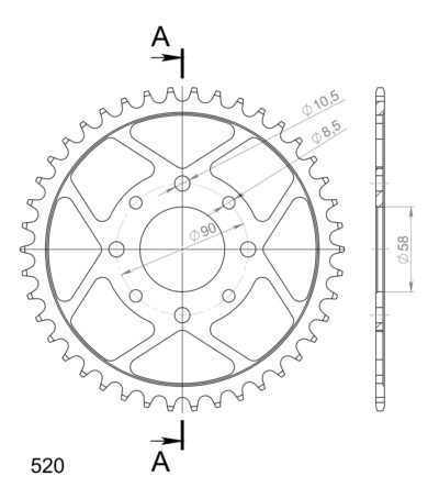 Couronne acier Pas 520 - 42 dents - Supersprox (CA22142)