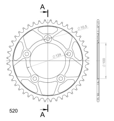 Couronne RFE-743:44-BLK # 50-32152-44 # JTR746-44 (44 dents) - Supersprox