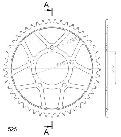 Couronne acier Pas 525 - 49 dents - Supersprox (CE40449)