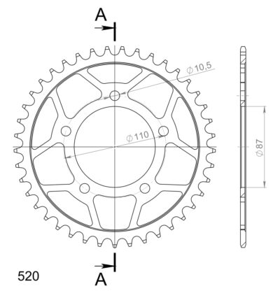 Couronne acier Pas 520 - 41 dents - Supersprox (CE40541)
