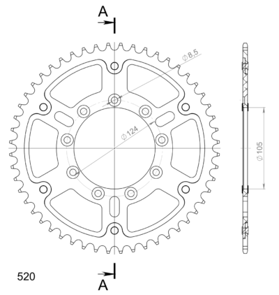 Couronne SPX STEALTH 151:52-BLEU (52 dents) - Supersprox