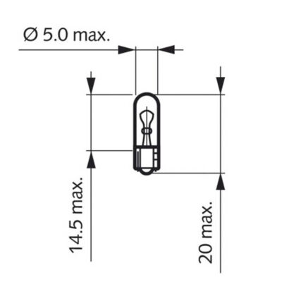Ampoule Wedge Base T5 W1,2W  12 V -  1,2 W - W2x4.6d (12516CP) - Philips