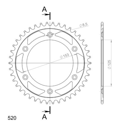 Couronne acier Pas 520 - 42 dents - Supersprox (CA21242)