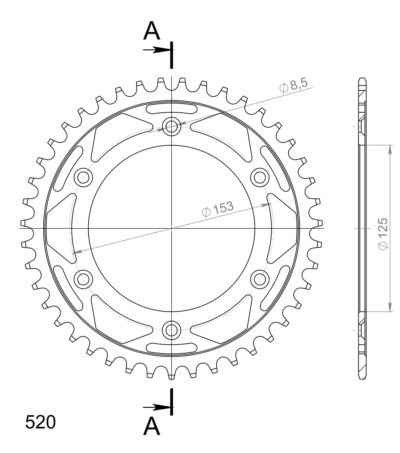 Couronne acier Pas 520 - 43 dents - Supersprox (CA21243)