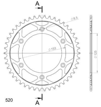 Couronne acier Pas 520 - 46 dents - Supersprox (CA21246)