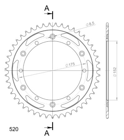 Couronne acier Pas 520 - 47 dents - Supersprox (CC50047)