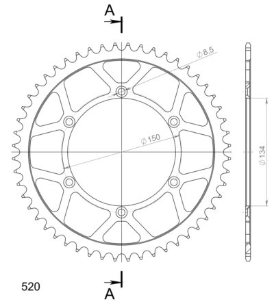 Couronne acier Pas 520 - 52 dents - Supersprox (CG20452)