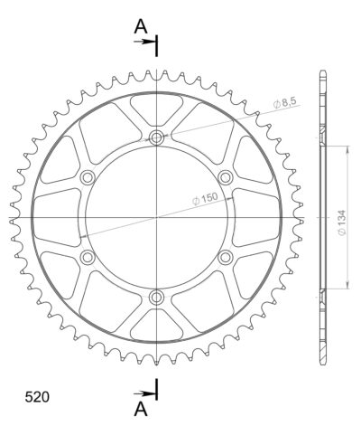 Couronne acier Pas 520 - 53 dents - Supersprox (CG20453)