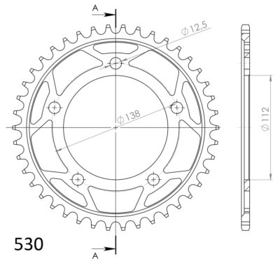 Couronne acier Pas 530 - 42 dents - Supersprox (CA50842)