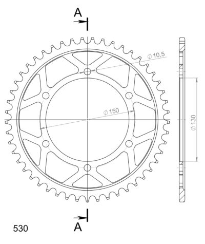 Couronne acier Pas 530 - 49 dents - Supersprox (CC80149)