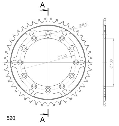 Couronne RFE-245/2:45-BLK # 50-32001-45 # JTR245/2-45 (45 dents) - Supersprox