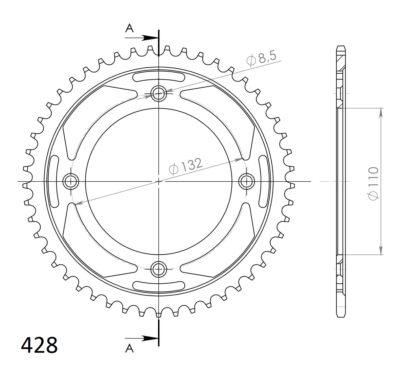 Couronne RFE-898:51BLK # 50-15203-51L# 1-2481:51# 72102N-51 (51 dents) - Supersprox