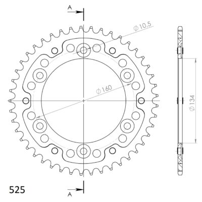 Couronne SPX STEALTH 1307:44-GOLD (44 dents) - Supersprox