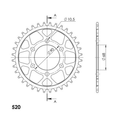 Couronne acier Pas 520 - 36 dents (CA33836) - Supersprox