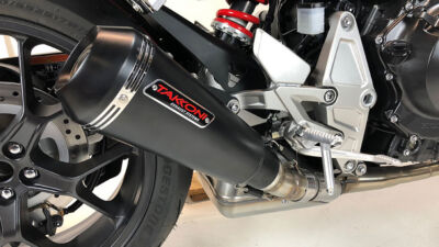 Ligne échappement Inox Noir brossé Yamaha TRACER 700, 17-18 (RM14,RM15), avec catalyseur - TAKKONI